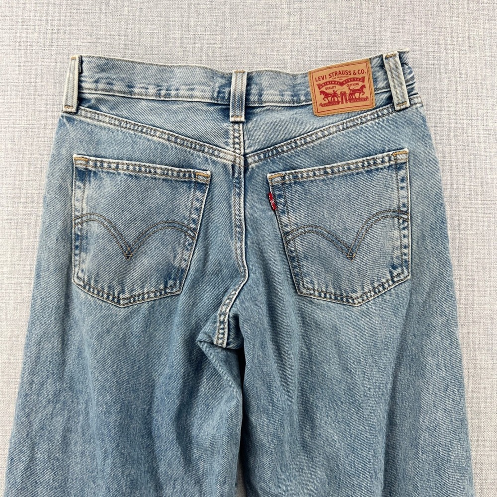 Levis 94 Baggy Wide Leg Distressed Jeans Light Wash Blue Womens 27 (W30 x L30) - Picture 9 of 14